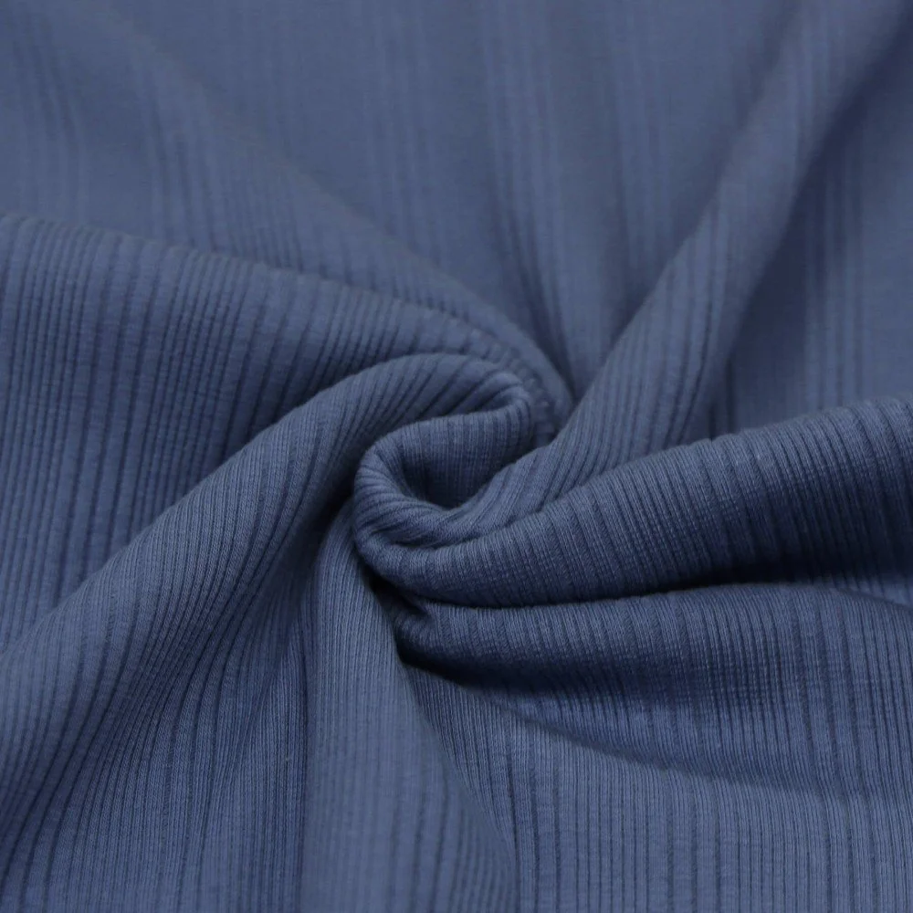 Onregelmatige Rib Jersey Stof Donker Jeans