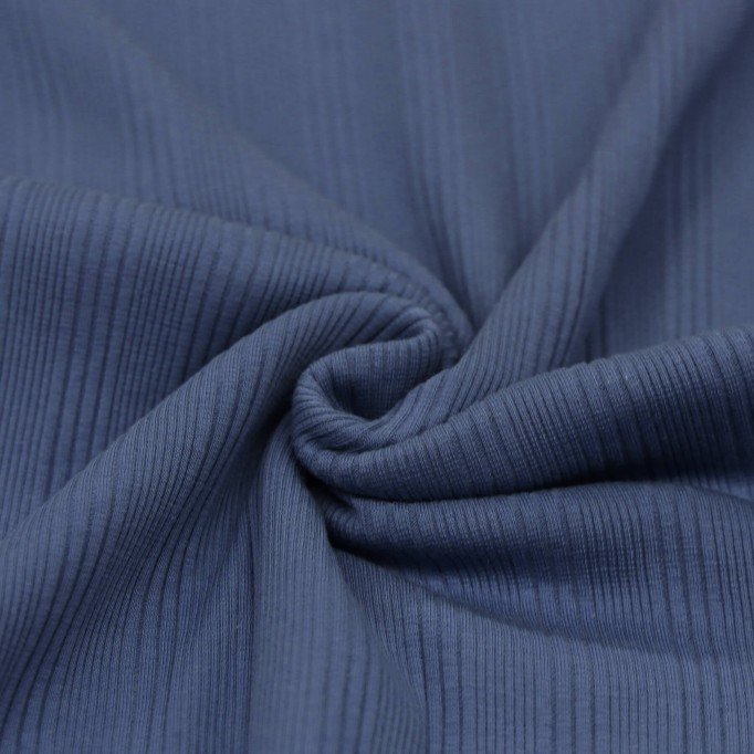 Onregelmatige Rib Jersey Stof Donker Jeans - (Jersey Stoffen)