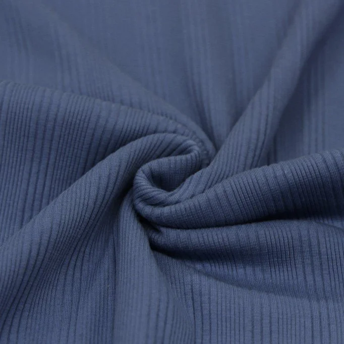 Uregelmæssig Rib Jersey Strikstof Mørk Jeans - (Jerseystoffer)