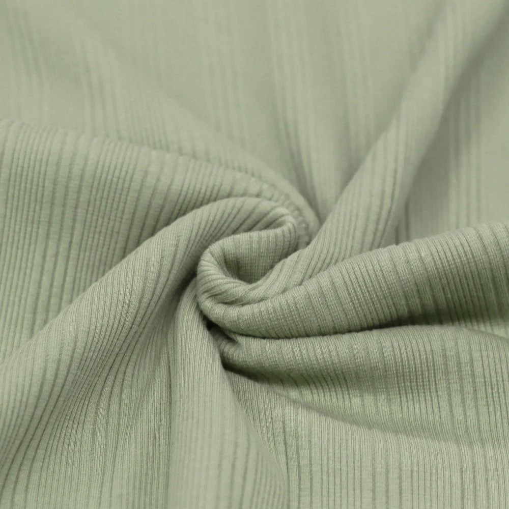 Onregelmatige Rib Jersey Stof Dusty Groen