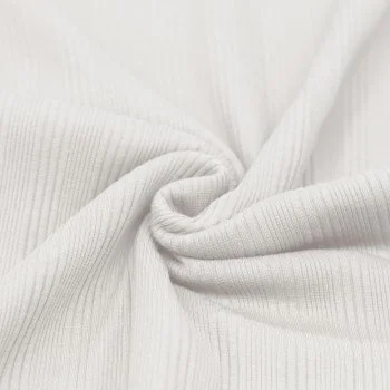 Dzianina Prążkowana Cienki Prążek Nieregularne Ecru