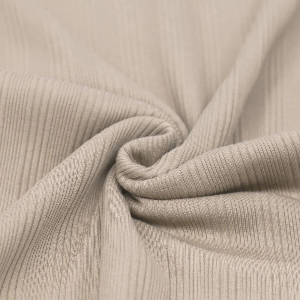Onregelmatige Rib Jersey Stof Licht Beige