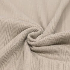 Tessuto Jersey a Costine Irregolari Beige Chiaro Tessuto Jersey a Costine Irregolari Beige Chiaro