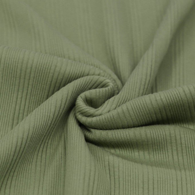 Tissu Maille Tricot Côtelé Irrégulières Olive - (Tissus Jersey)