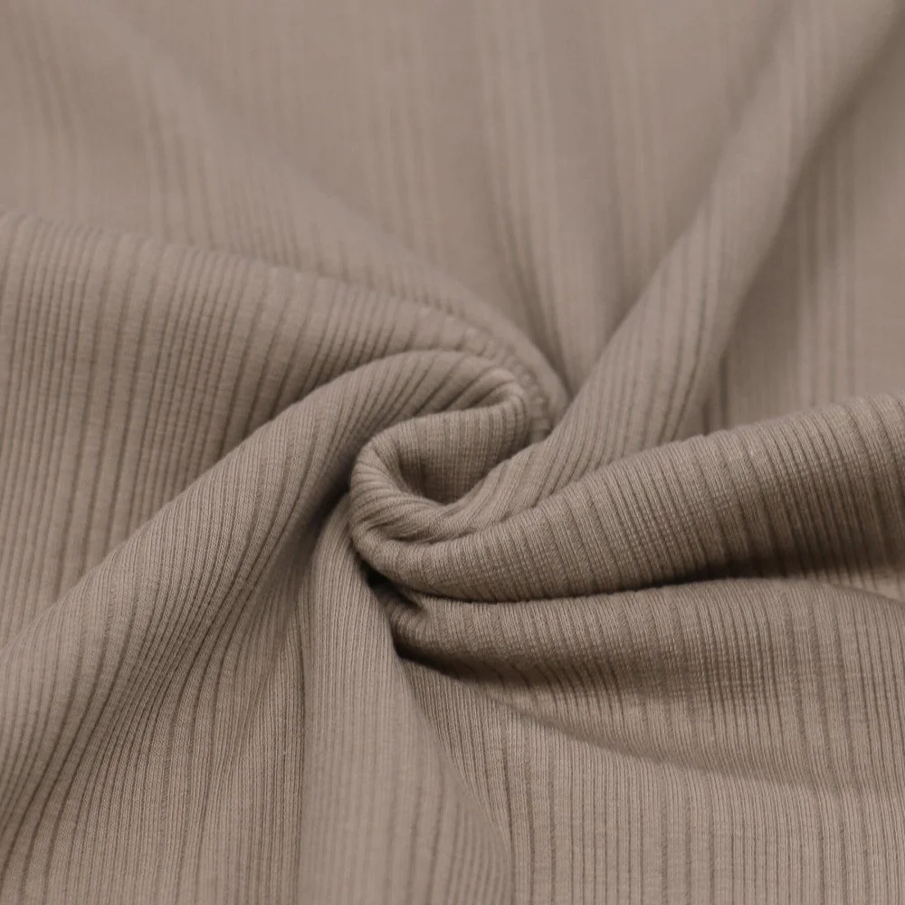 Onregelmatige Rib Jersey Stof Taupe