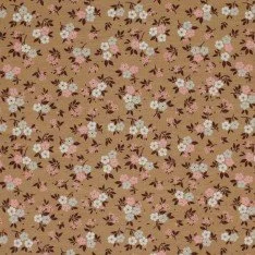 Jersey Cotton Fabric Digital Print - Brown Pink Small Flower