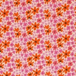 Jersey Di Cotone Stampa Digitale - Fucsia Arancione Fiore Retrò Jersey Di Cotone Stampa Digitale - Fucsia Arancione Fiore Retrò