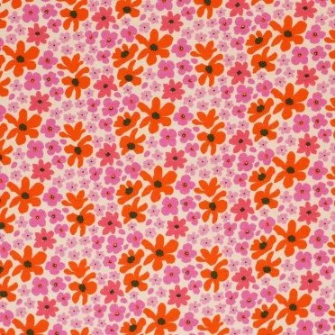 Jersey Coton Impression Numérique - Fuchsia Orange Fleur Rétro Jersey Coton Impression Numérique - Fuchsia Orange Fleur Rétro - (Jersey Coton Impression Numérique)