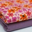 Baumwolljersey Digital - Fuchsia Orange Retro Blume Baumwolljersey Digital - Fuchsia Orange Retro Blume - (Baumwolljersey Digitaldruck)