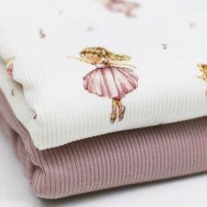 Rib Knit Jersey Fabric - Ballerina