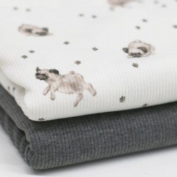 Tissu Maille Tricot Côtelé - Chiens