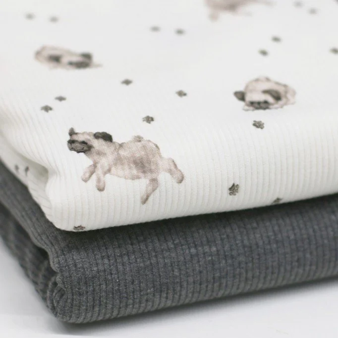 Rib Knit Jersey Fabric - Doggies Rib Knit Jersey Fabric - Doggies - (Jersey Fabrics)