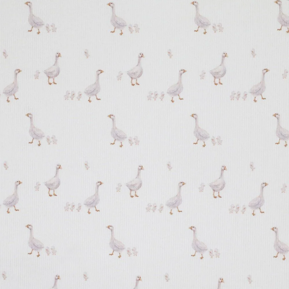 Rib Jersey Stof - Kleine Witte Eendjes