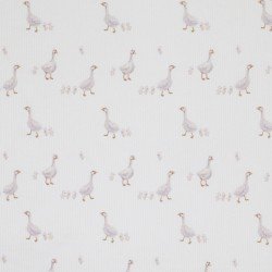 Tissu Maille Tricot Côtelé - Petits Canards Blancs