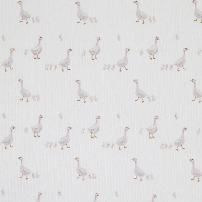 Rib Jersey Stof - Kleine Witte Eendjes Rib Jersey Stof - Kleine Witte Eendjes - (Jersey Stoffen)