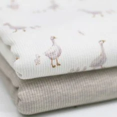 Rib Knit Jersey Fabric - Little White Ducks