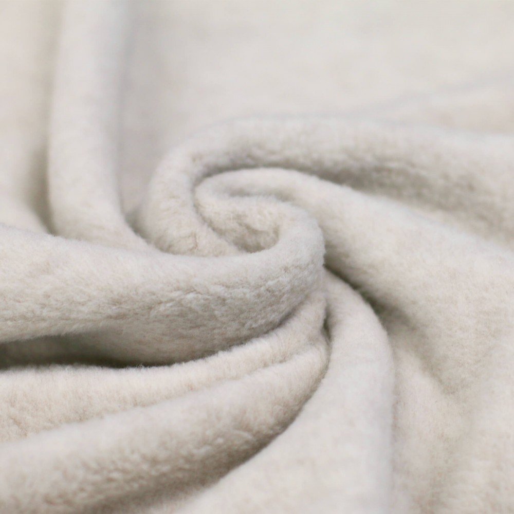 Baumwollfleece Stoff (Sherpa) Hellbeige Melange