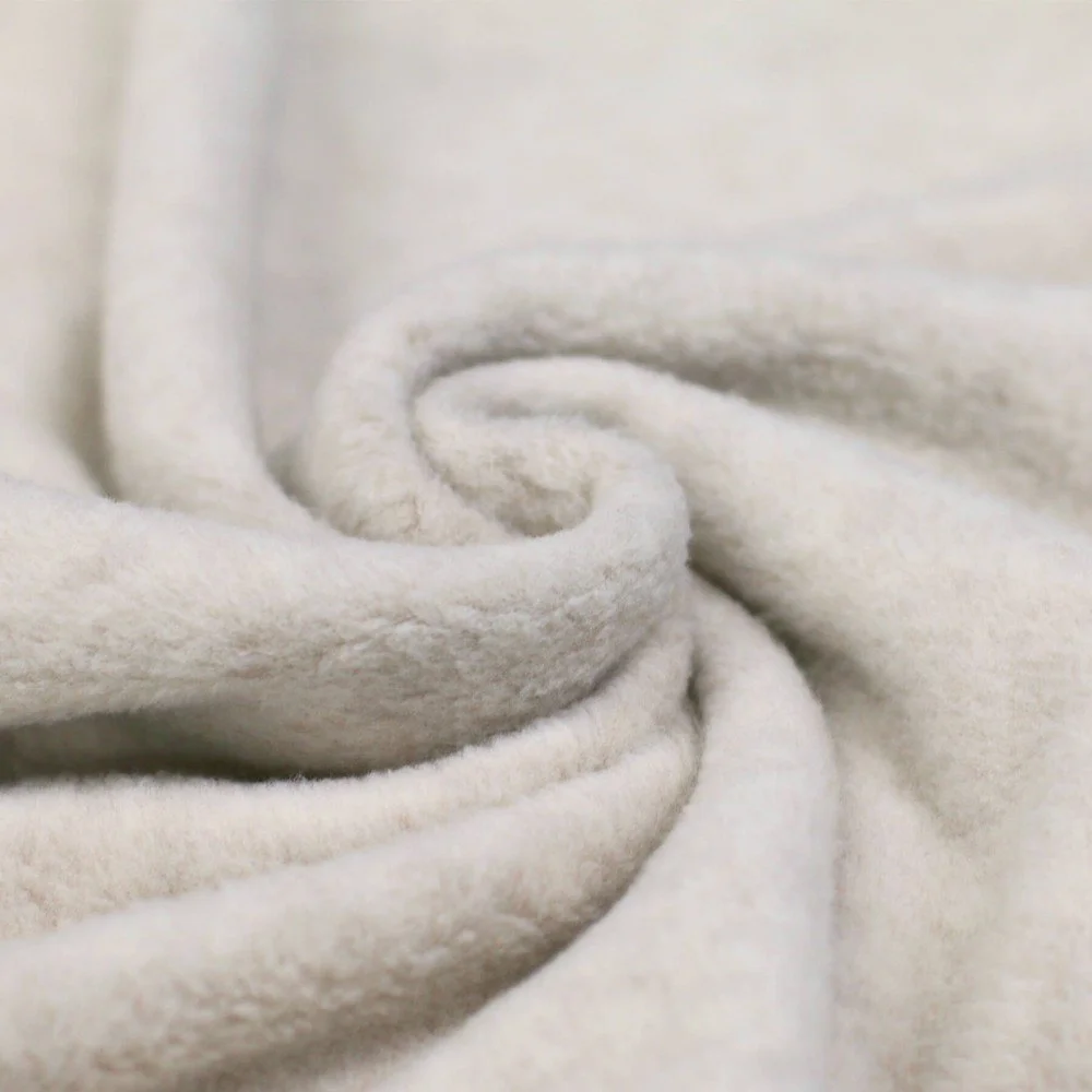 Cotton Fleece Fabric (Sherpa) Light Beige Melange