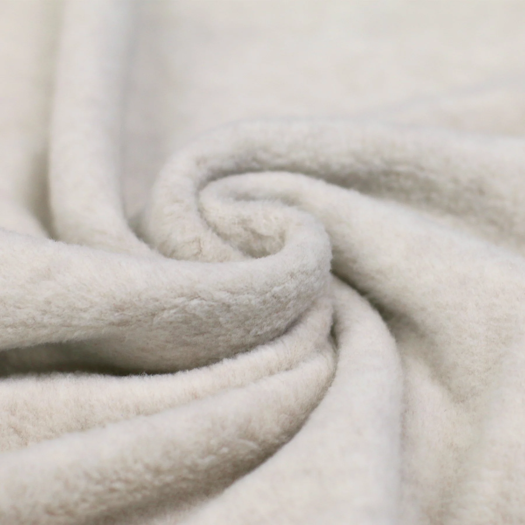 Fleece Katoen Stof (Sherpa) Licht Beige Melange