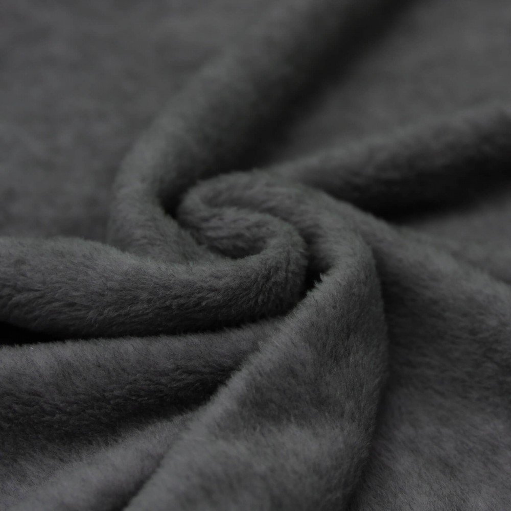 Baumwollfleece Stoff (Sherpa) Dunkelgrau Melange - (Baumwollfleece Stoffe (Sherpa))