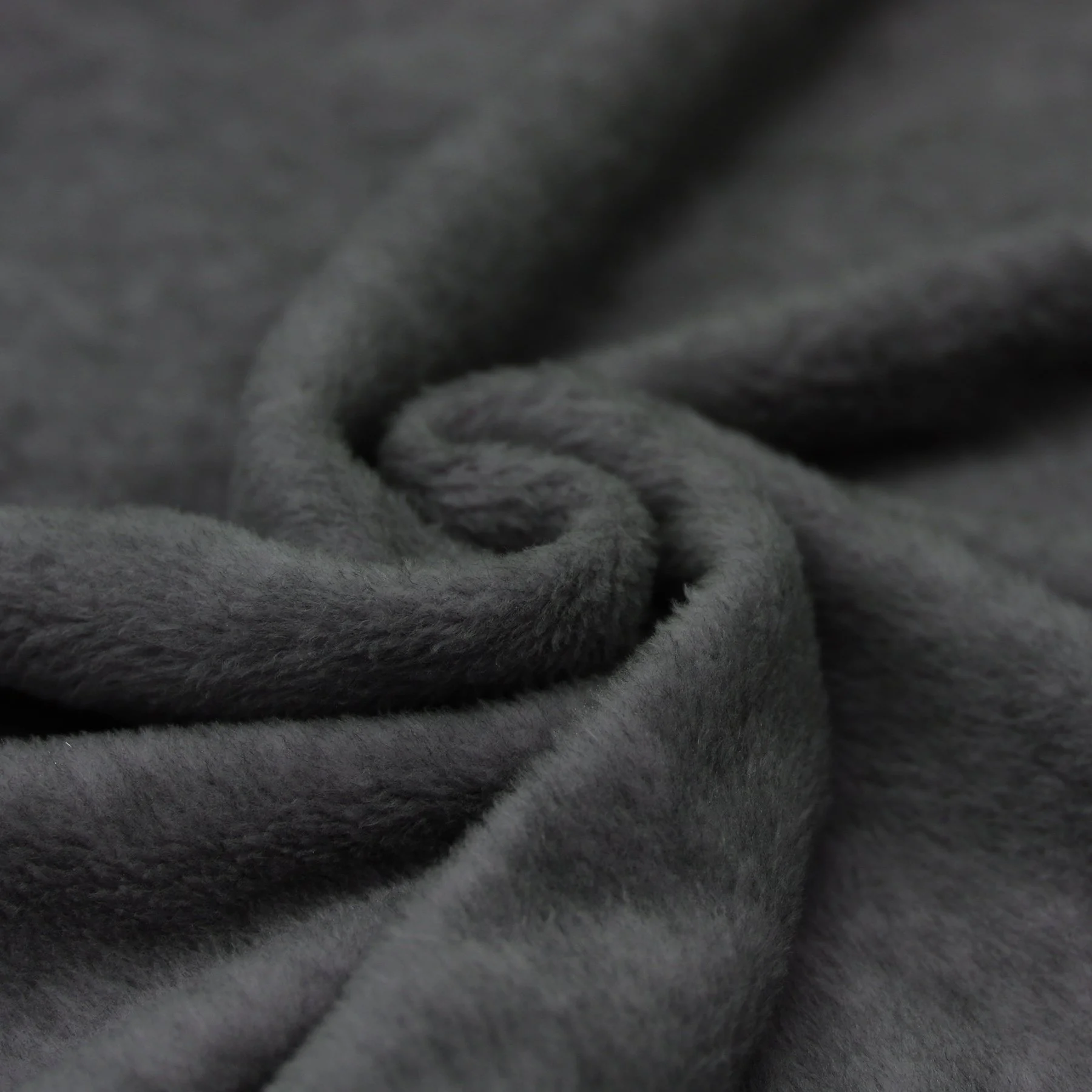 Fleece Katoen Stof (Sherpa) Donker Grijs Melange