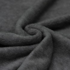 Bomuldsfleece Stof (Sherpa) Mørkegrå Melange