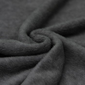 Baumwollfleece Stoff (Sherpa) Dunkelgrau Melange