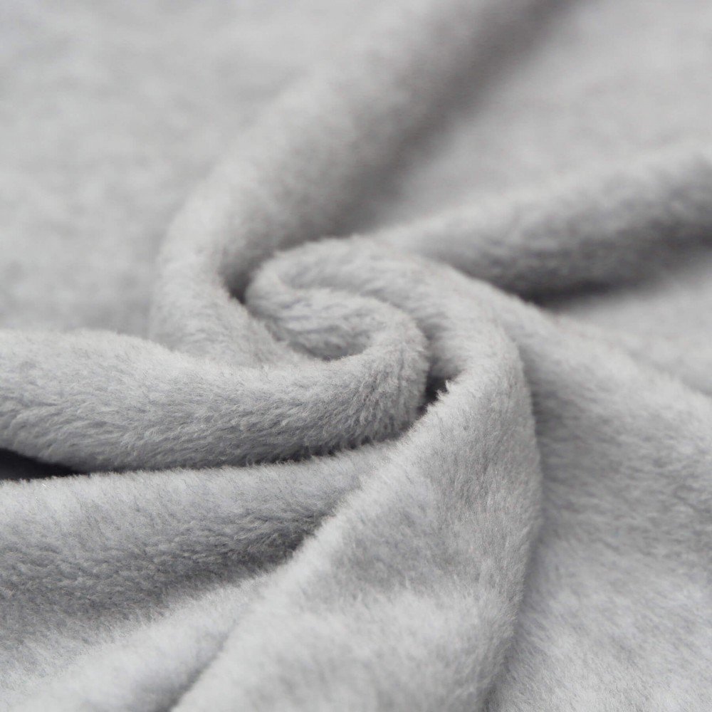 Baumwollfleece Stoff (Sherpa) Hellgrau Melange