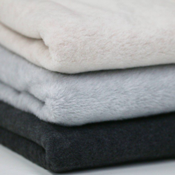Cotton Fleece Fabric (Sherpa) Light Grey Melange - (Cotton Fleece Fabric (Sherpa))