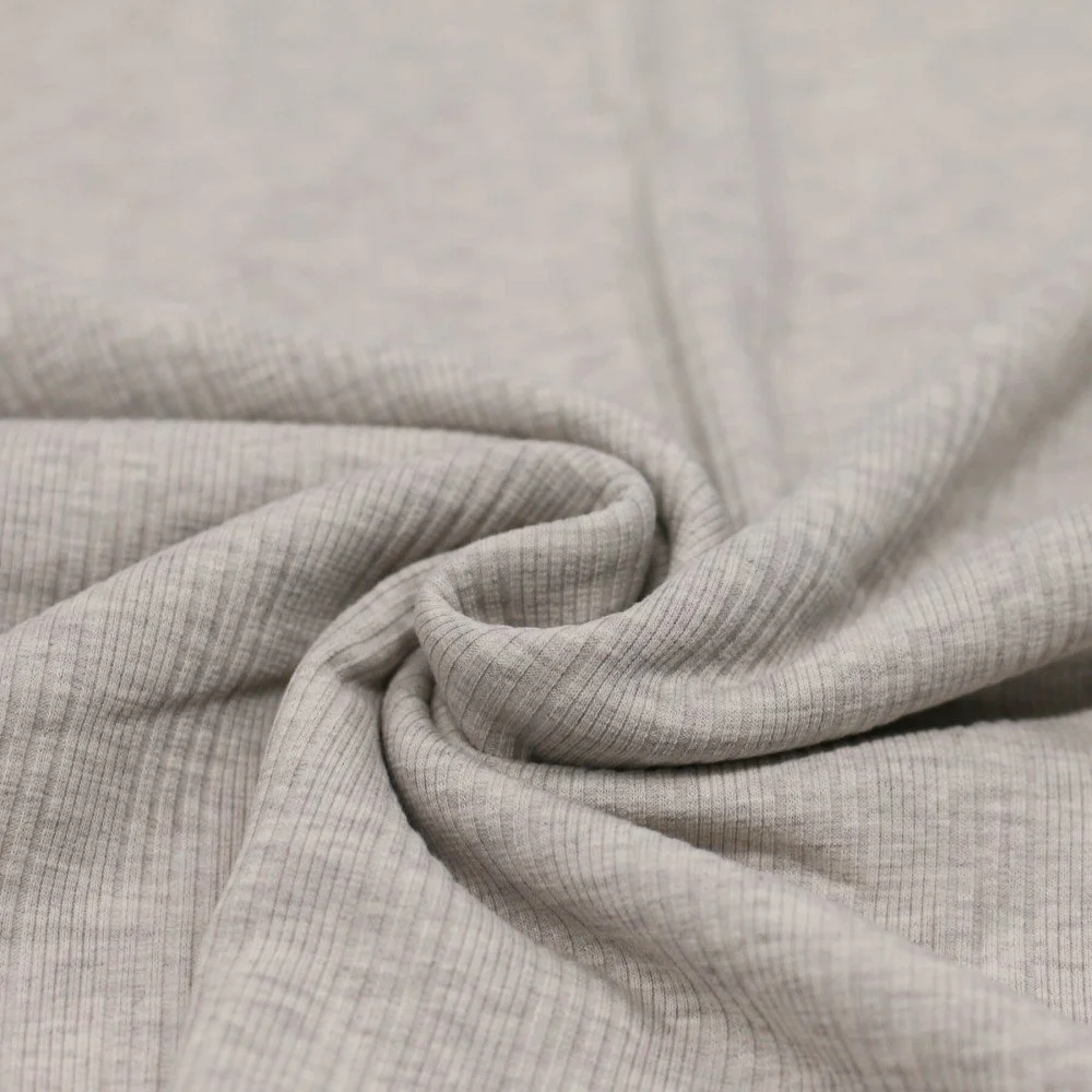 Onregelmatige Rib Jersey Stof Beige Melange