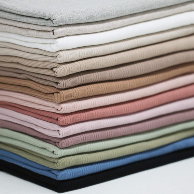 Unregelmäßiger Rippstrick Jersey Stoff Beige Melange - (Jersey Stoffe)