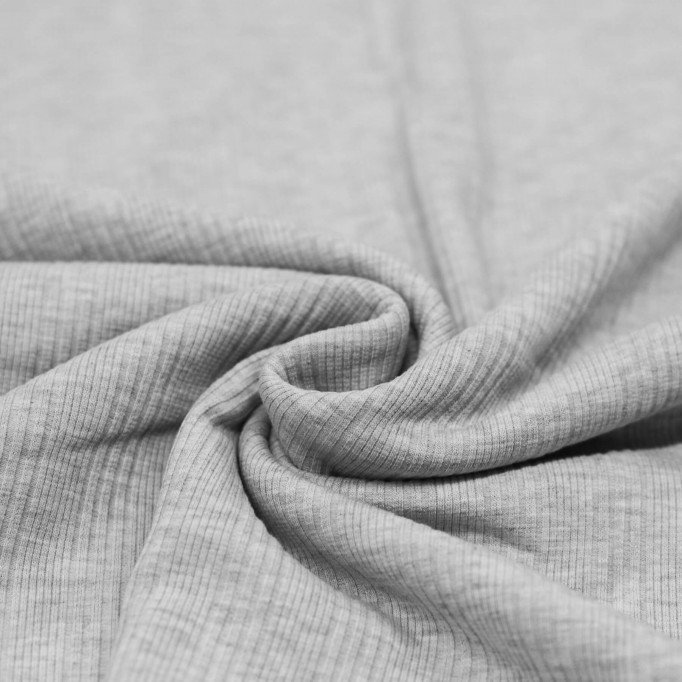 Tissu Maille Tricot Côtelé Irrégulières Gris Clair Melange - (Tissus Jersey)