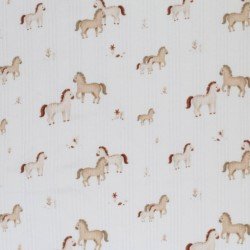 Tissu Maille Tricot Côtelé Irrégulières - Chevaux