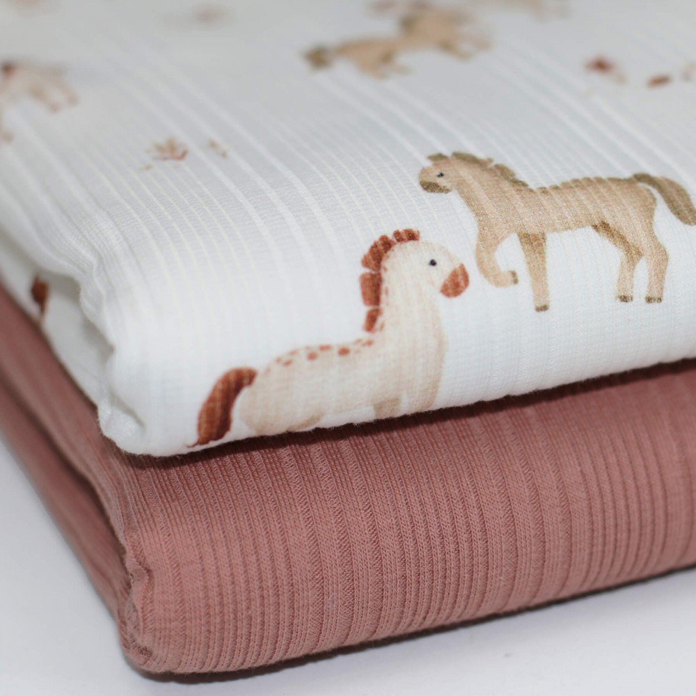 Irregular Rib Jersey Fabric - Horses Irregular Rib Jersey Fabric - Horses