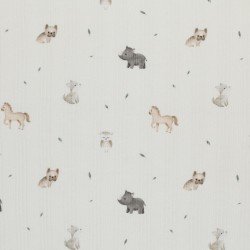 Unregelmäßiger Rippstrick Jersey Stoff - Mini Tiere