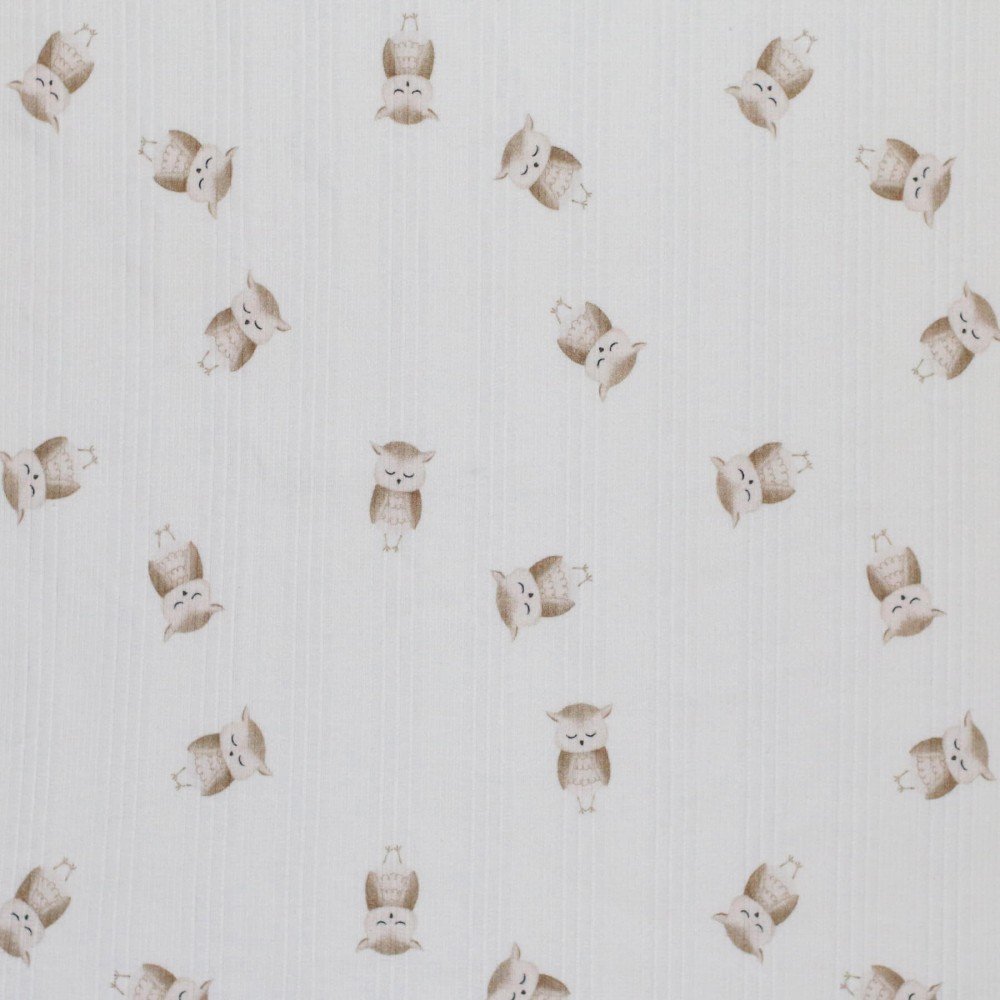 Irregular Rib Jersey Fabric - Owls Irregular Rib Jersey Fabric - Owls