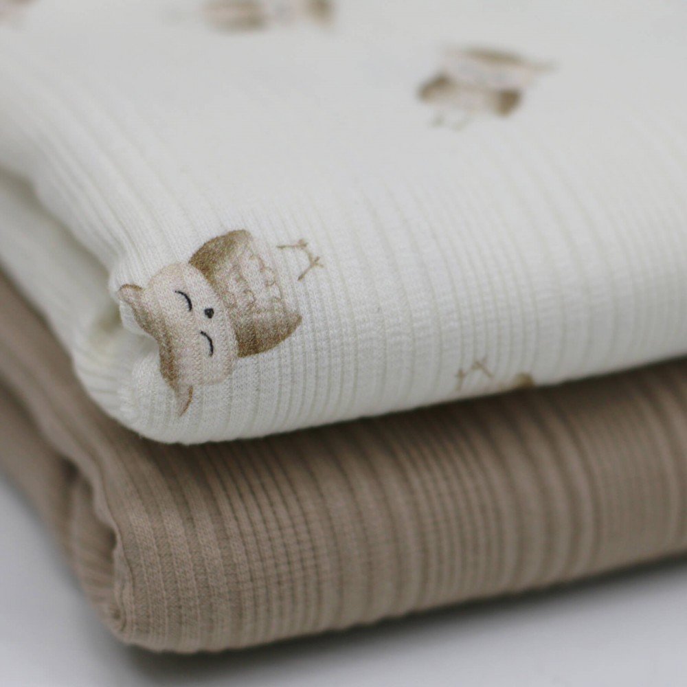Irregular Rib Jersey Fabric - Owls Irregular Rib Jersey Fabric - Owls