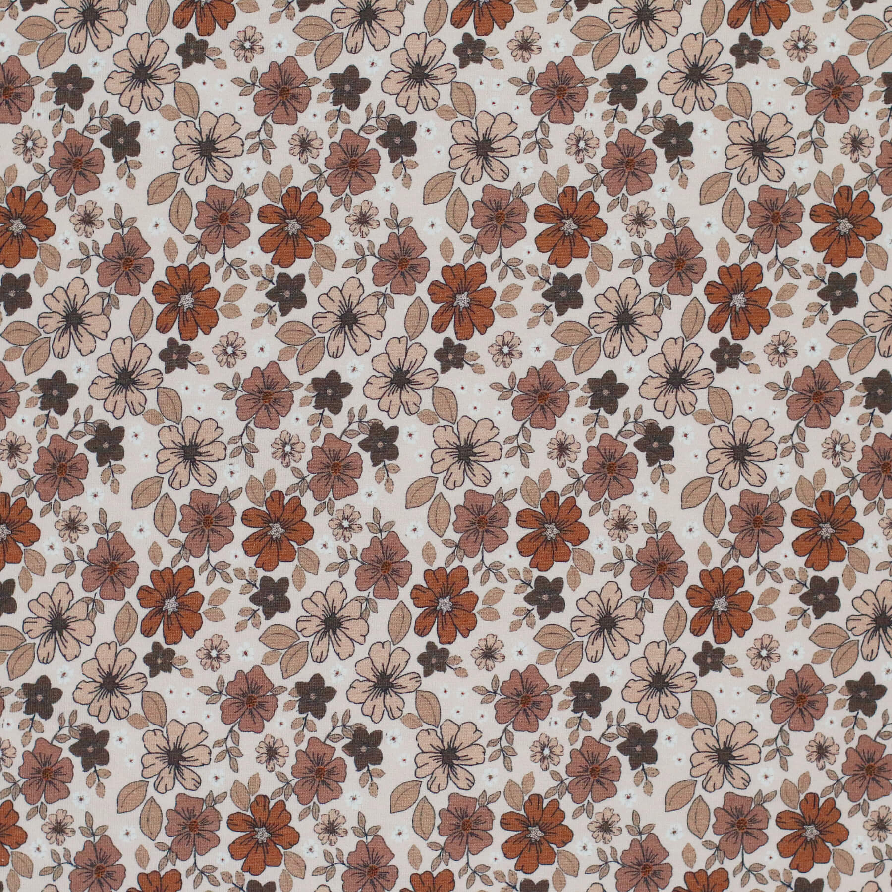 Poplin Katoen Digitale Print - Bruin Herfst Bloem