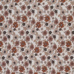 Poplin Katoen Digitale Print - Bruin Herfst Bloem
