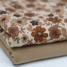 Jersey Katoen Digitale Print - Bruin Herfst Bloem Jersey Katoen Digitale Print - Bruin Herfst Bloem