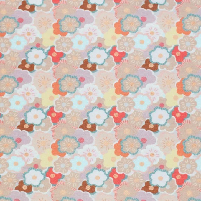 Jersey Cotton Fabric Digital Print - Abstract Flower Dusty Jersey Cotton Fabric Digital Print - Abstract Flower Dusty - (Jersey Cotton Fabric Digital Print)