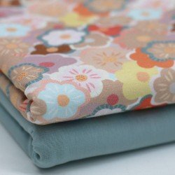 Jersey Cotton Fabric Digital Print - Abstract Flower Dusty