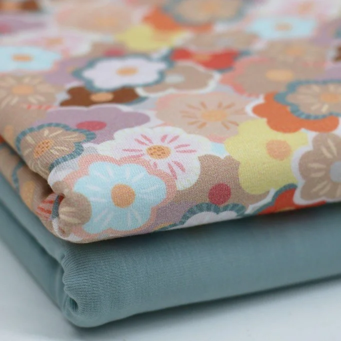 Jersey Cotton Fabric Digital Print - Abstract Flower Dusty Jersey Cotton Fabric Digital Print - Abstract Flower Dusty - (Jersey Cotton Fabric Digital Print)
