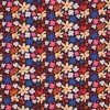Jersey Katoen Digitale Print - Zwart Cobalt Retro Bloem