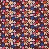 Jersey Di Cotone Stampa Digitale - Nero Cobalto Fiore Retrò