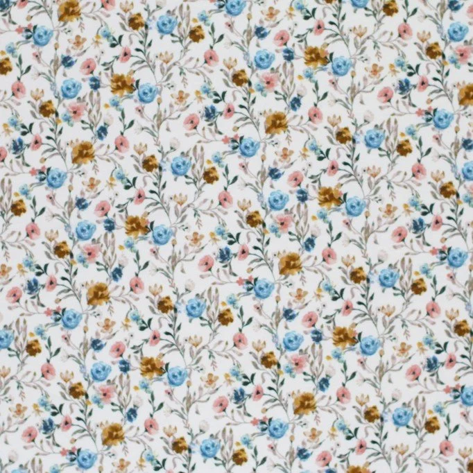 Bomuldjersey Digital Print - Blomsterguirlande Bomuldjersey Digital Print - Blomsterguirlande - (Bomuldjersey Digitaltryk)