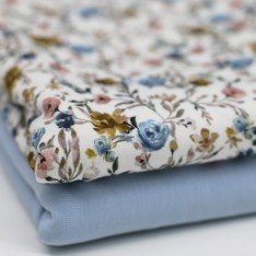 Bomuldjersey Digital Print - Blomsterguirlande