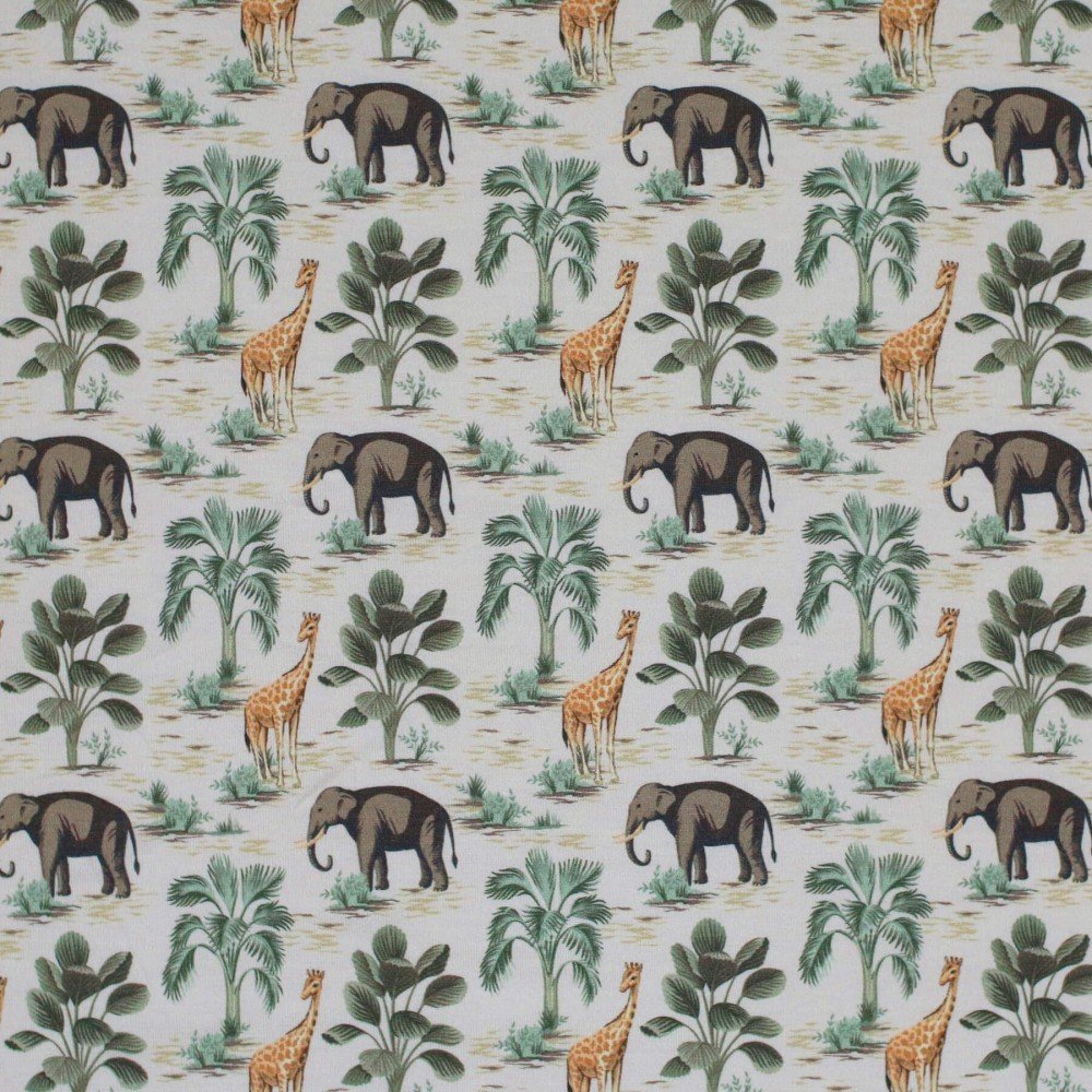 Jersey Cotton Fabric Digital Print - Jungle Beige - (Jersey Cotton Fabric Digital Print)