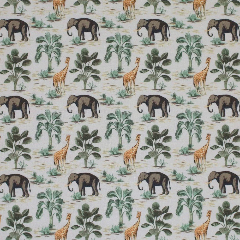 Jersey Katoen Digitale Print - Jungle Beige