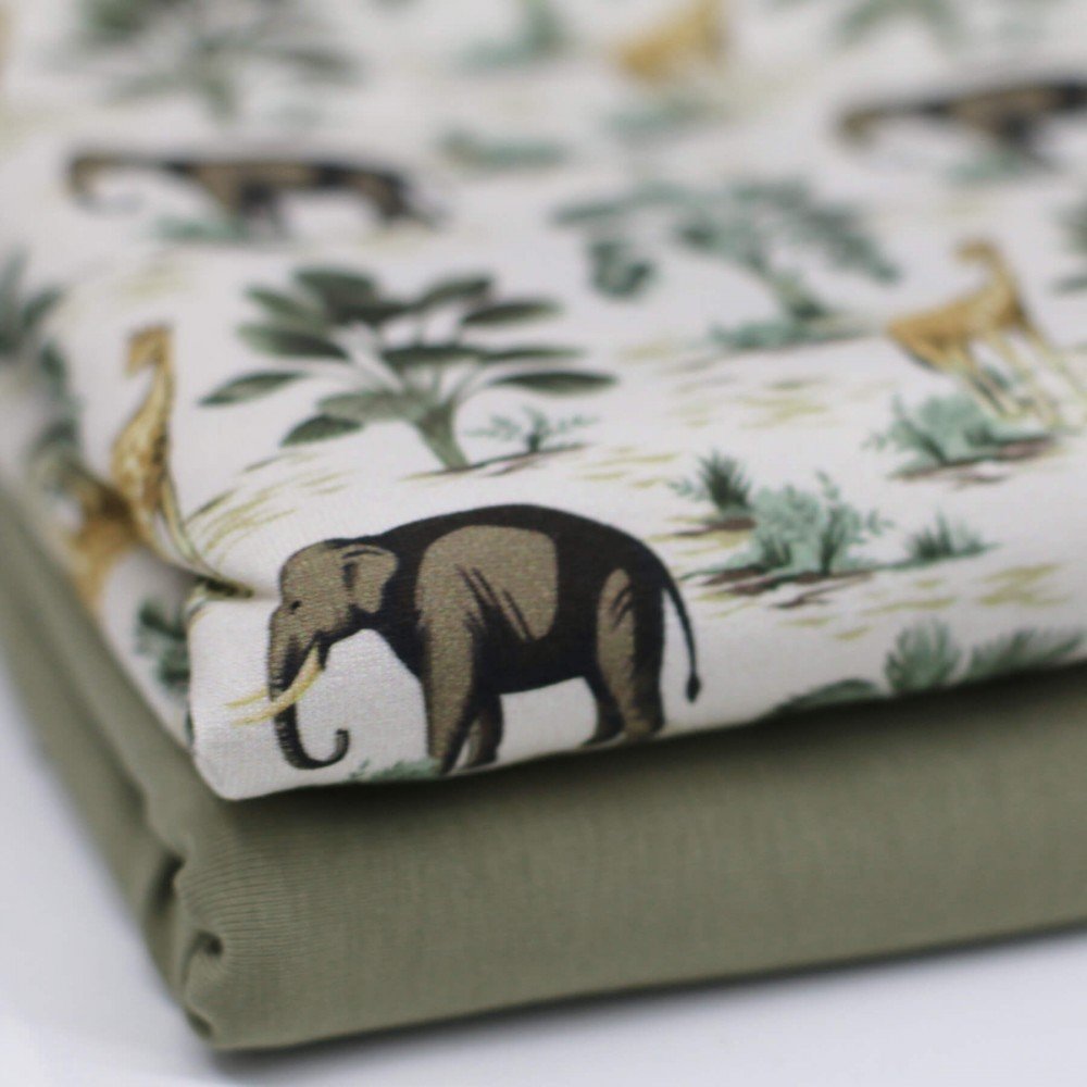 Jersey Cotton Fabric Digital Print - Jungle Beige - (Jersey Cotton Fabric Digital Print)